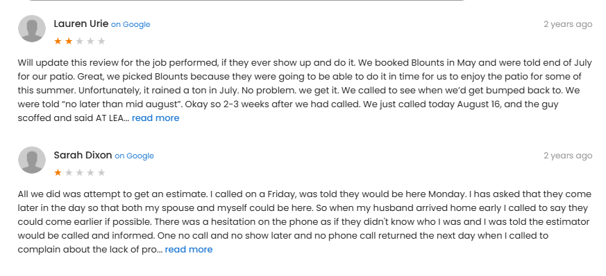 Blaunt Construction Complaints